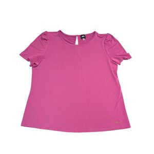 AK Anne Klein Basic Top Pink Crew Neck Short Sleeve Women's Size XL